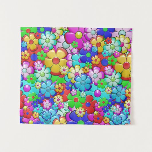 Hippy retro florale kunst wandkleed (Voorkant (horizontaal))