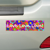 Hippy Retro Flowers Bumpersticker (Op auto)