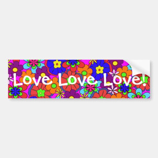 Hippy Retro Flowers Bumpersticker (Voorkant)
