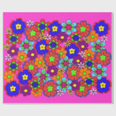Hippy Retro Flowers Cadeaupapier (Vlak)