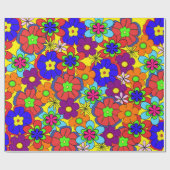 Hippy Retro Flowers Cadeaupapier (Vlak)