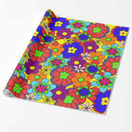 Hippy Retro Flowers Cadeaupapier