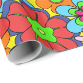 Hippy Retro Flowers Cadeaupapier (Rol Hoek)