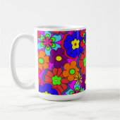 Hippy Retro Flowers in Pinks Koffiemok (Links)