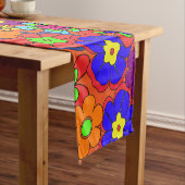 Hippy Retro Flowers Korte Tafelloper (Voorbeeld)