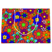 Hippy Retro Flowers Large Cadeautasje (Voorkant)