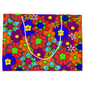 Hippy Retro Flowers Large Cadeautasje (Achterkant)
