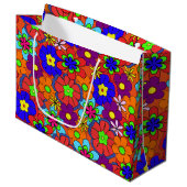 Hippy Retro Flowers Large Cadeautasje (Voorkant Gekanteld)