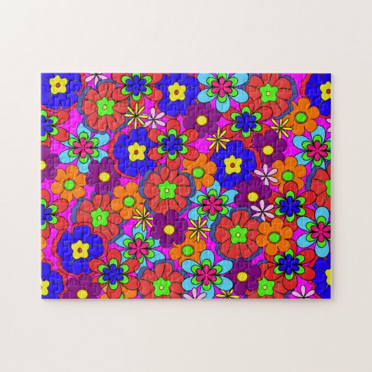 Hippy Retro Flowers Legpuzzel (Horizontaal)