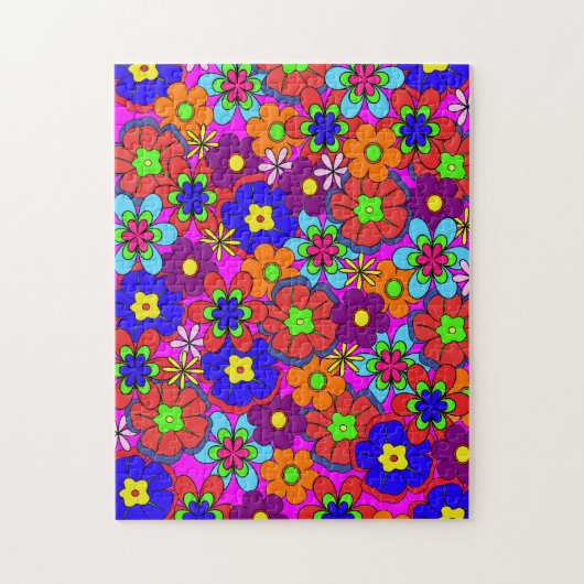 Hippy Retro Flowers Legpuzzel (Verticaal)