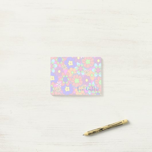 Hippy Retro Flowers Post-it® Notes (Op bureau)