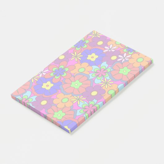 Hippy Retro Flowers Post-it® Notes (Schuin)