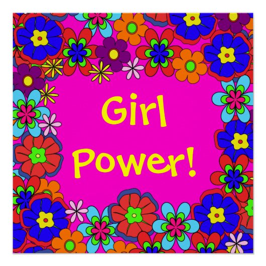 Hippy Retro Flowers Poster (Voorkant)