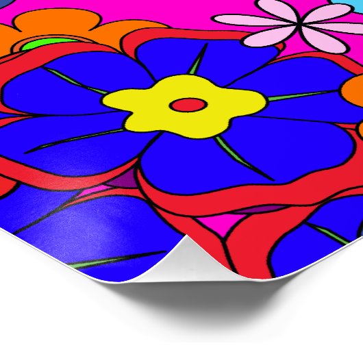 Hippy Retro Flowers Poster (Hoek)