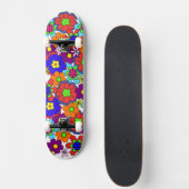 Hippy Retro Flowers Skateboard (Voorkant)
