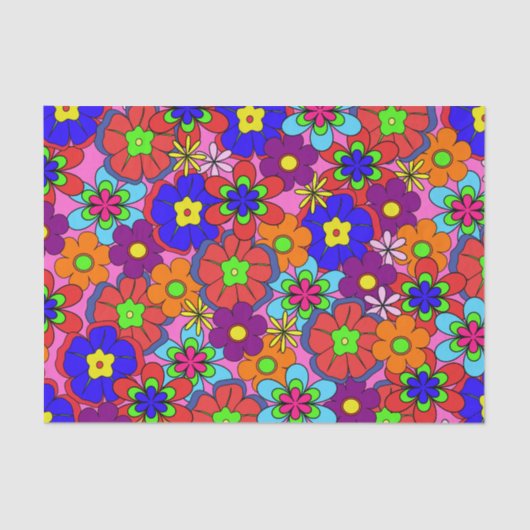 Hippy Retro Flowers Tissuepapier (Voorkant)