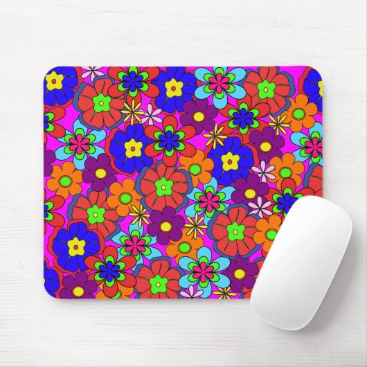 Hippy Retro Funkadelic Flowers Muismat (Met muis)