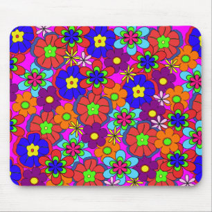 Hippy Retro Funkadelic Flowers Muismat