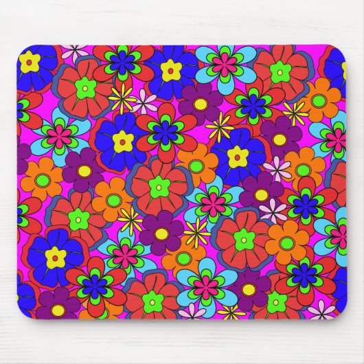Hippy Retro Funkadelic Flowers Muismat (Voorkant)