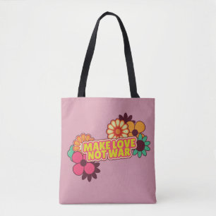 Hippy Retro maakt liefde geen oorlog Tote Bag