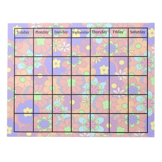 Hippy Retro Mod Flower Blank Agenda Notitieblok (Voorkant)