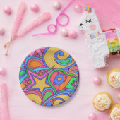Hippy Retro Peace Art met sterren Papieren Bordje (Feest)