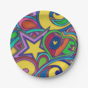 Hippy Retro Peace Art Papieren Bordje