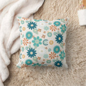 Hippy Retro Vibe 70s Daisy Peace Blue Oranje Baby Kussen (Deken)