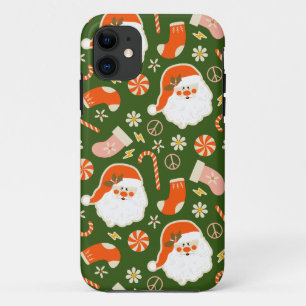 Hippy Santa en snoeprietpatroon Case-Mate iPhone Case