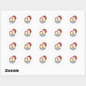Hippy Santa Peace Sign-kerstlampjes Ronde Sticker (Vel)