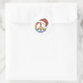 Hippy Santa Peace Sign-kerstlampjes Ronde Sticker (Tas)