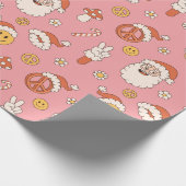 Hippy Santa Xmas Funny Wrapping Paper Cadeaupapier (Hoek)