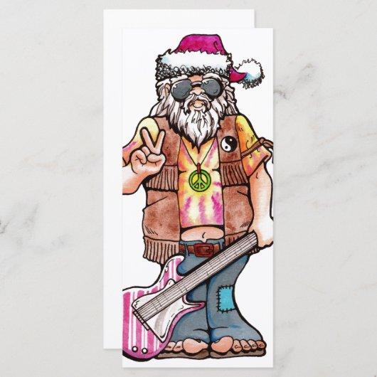 Hippy Santa zegt "Cool Yule" (Voorkant / Achterkant)