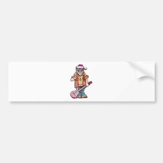 Hippy Santa zegt "Cool Yule" Bumpersticker (Voorkant)