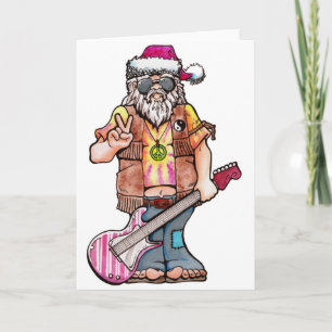 Hippy Santa zegt "Cool Yule" Feestdagen Kaart