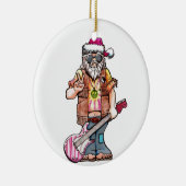 Hippy Santa zegt "Cool Yule" Keramisch Ornament (Rechts)
