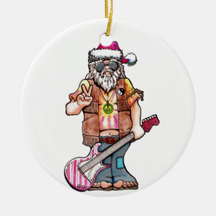 Hippy Santa zegt "Cool Yule" Keramisch Ornament