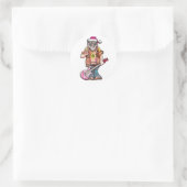 Hippy Santa zegt "Cool Yule" Ronde Sticker (Tas)