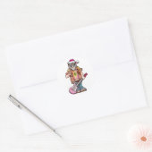 Hippy Santa zegt "Cool Yule" Ronde Sticker (Envelop)