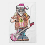 Hippy Santa zegt "Cool Yule" Theedoek (Verticaal)