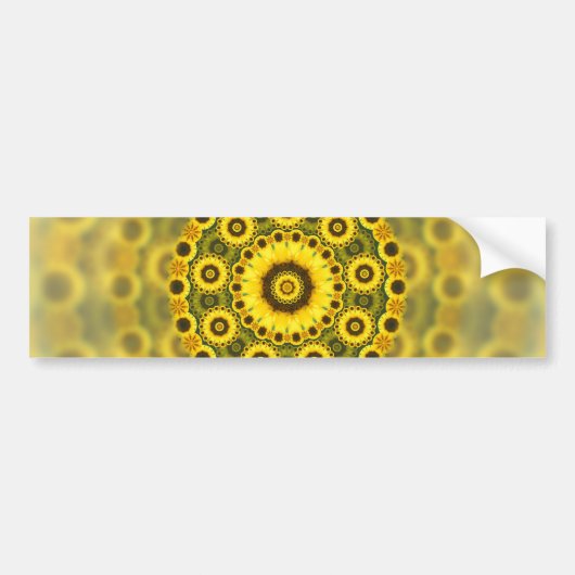 Hippy Sunflower Fractal Mandala Pattern Bumpersticker (Voorkant)