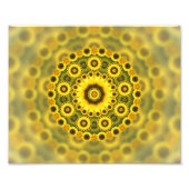 Hippy Sunflower Fractal Mandala Pattern Foto Afdruk (Voorkant)