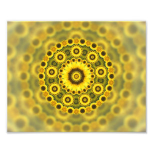 Hippy Sunflower Fractal Mandala Pattern Foto Afdruk