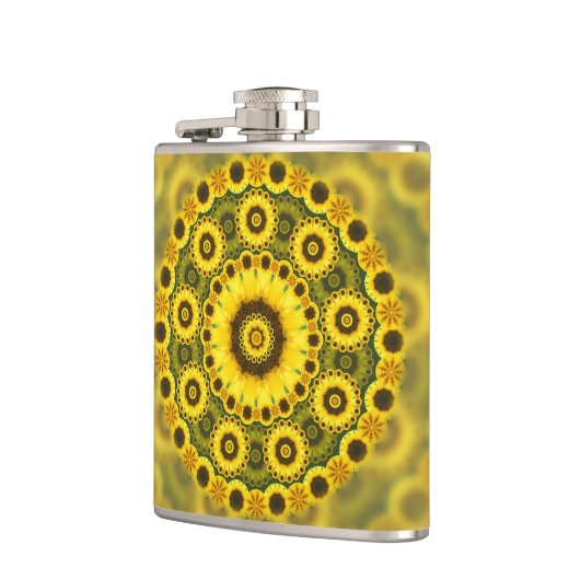 Hippy Sunflower Fractal Mandala Pattern Heupfles (Links)