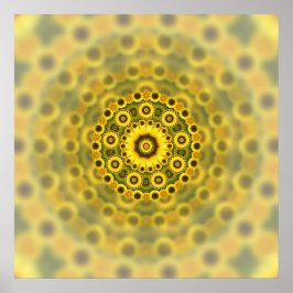Hippy Sunflower Fractal Mandala Pattern Poster