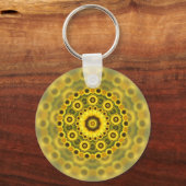Hippy Sunflower Fractal Mandala Pattern Sleutelhanger (Voorkant)