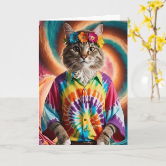Hippy Tabby Kaart (Gele Bloem)