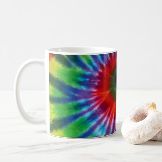 Hippy Tie Dye 60s Retro Colorful Boho Koffiemok (Met donut)