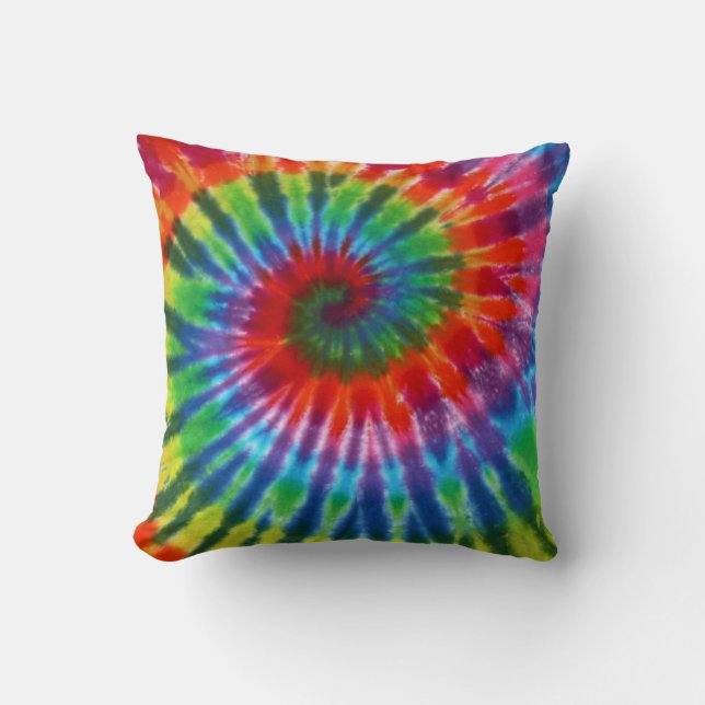 Hippy Tie Dye 60s Retro Colorful Boho Kussen (Voorkant)