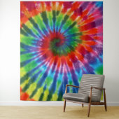 Hippy Tie Dye 60s Retro Colorful Boho Wandkleed (In situ)